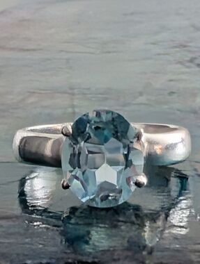 Brilliant Blue Topaz Sterling Silver Ring Size 7